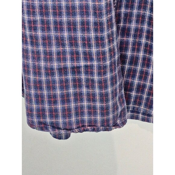 L.L.Bean Mens Plaid Long Sleeve Button-Down Shirt L 100% Cotton Blue/Red - Picture 5 of 12